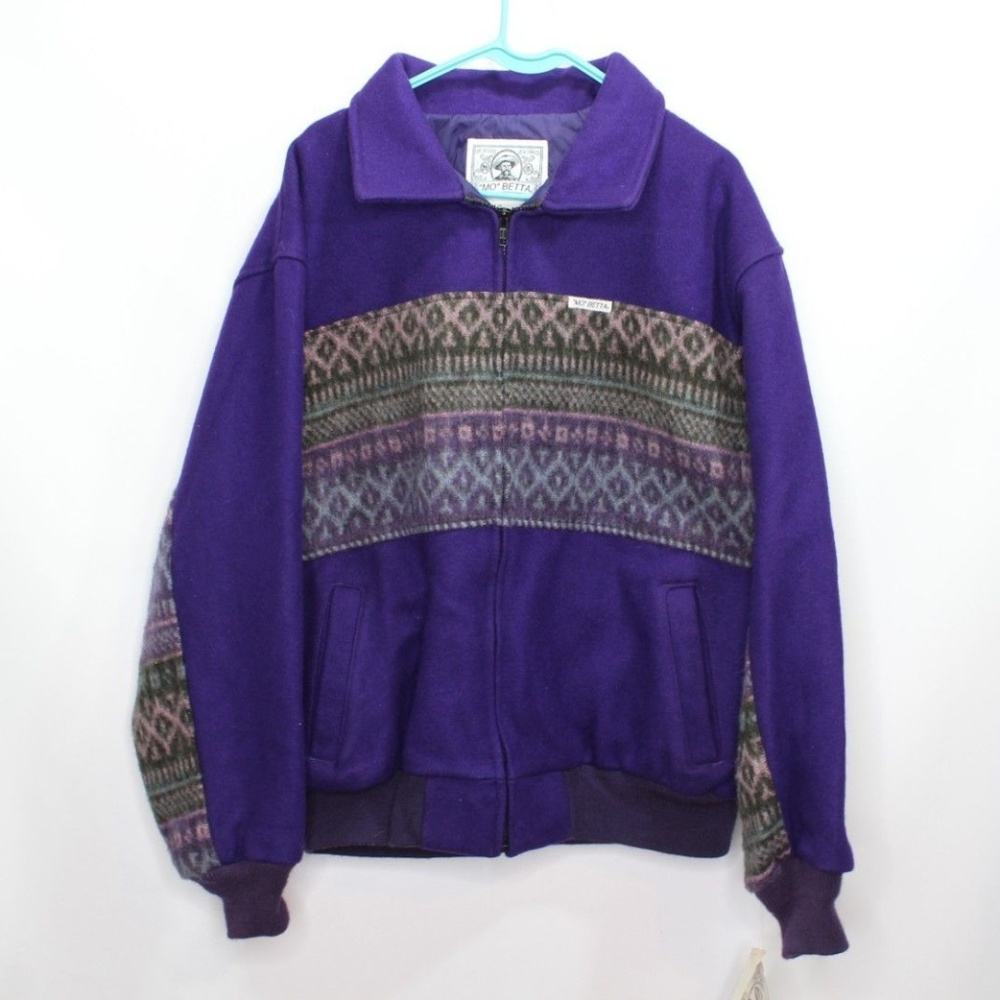 Vintage New Mo Betta Navajo Wool Bomber Jacket Men